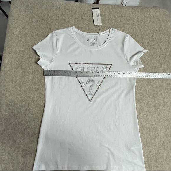 GUESS rainbow rhinestone embellished logo tee, L - Picture 8 of 10
